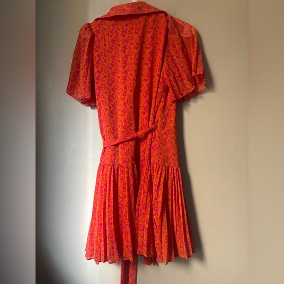 Alexis for Target Orange Pink Floral Print Wrap Flutter Dress size small - Picture 6 of 7
